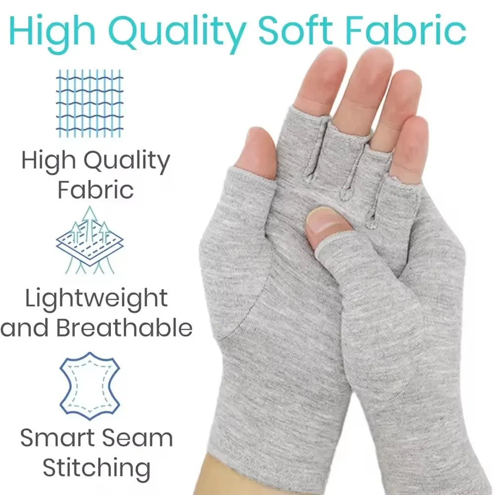 Premium Bamboo Compression Gloves | Fingerless Design Breathable Fabric for Pain Relief
