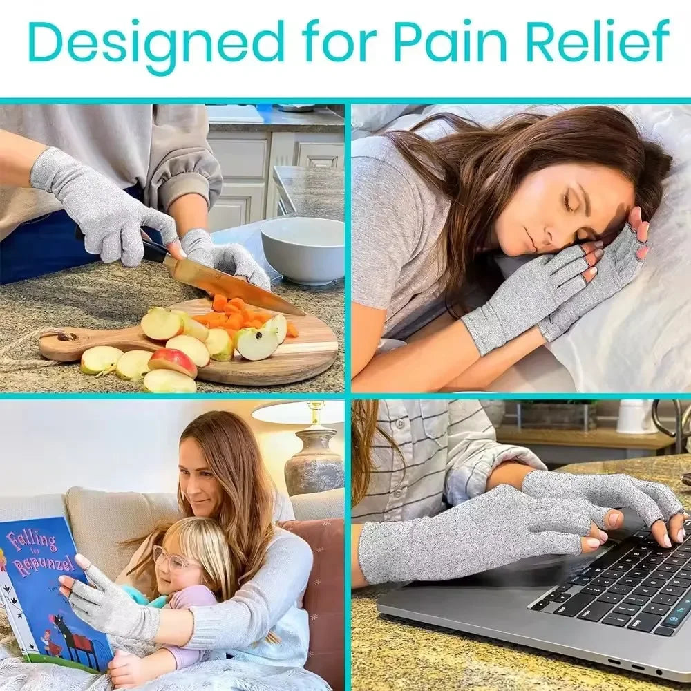 Premium Bamboo Compression Gloves | Fingerless Design Breathable Fabric for Pain Relief